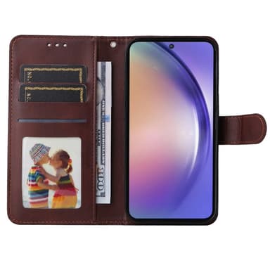 SKALO Samsung A55 5G PU-nahkainen Lompakkokotelo - Ruskea