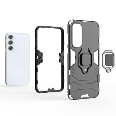 SKALO Samsung A35 5G Armor Hybridi metallirengas kuori - Musta