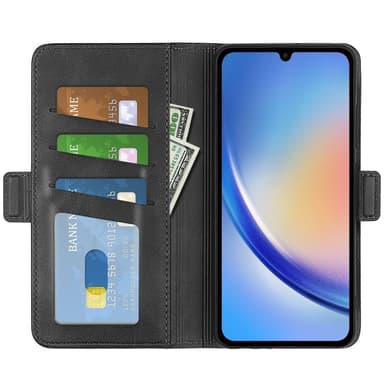 SKALO Samsung A35 5G Premium Wallet Lompakkokotelo - Musta