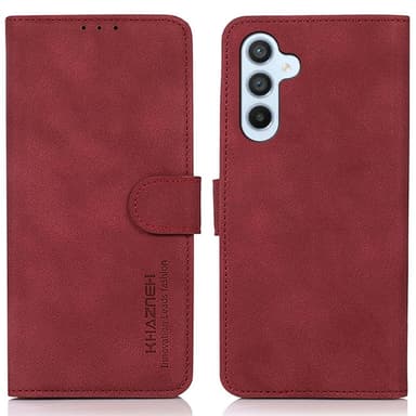 SKALO Samsung A35 5G KHAZNEH Lompakkokotelo PU-nahasta - Punainen