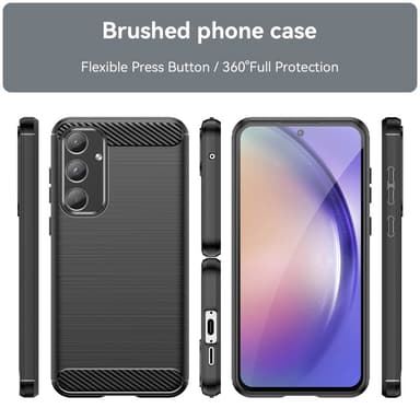 SKALO Samsung A55 5G Armor Carbon Iskunkestävä TPU suojakuori - Musta