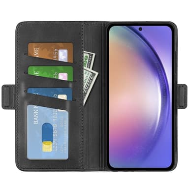 SKALO Samsung A55 5G Premium Wallet Lompakkokotelo - Musta