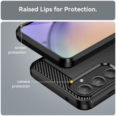 SKALO Samsung A55 5G Armor Carbon Iskunkestävä TPU suojakuori - Musta