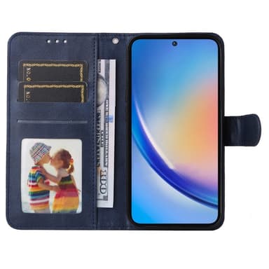 SKALO Samsung A35 5G PU-nahkainen Lompakkokotelo - Sininen