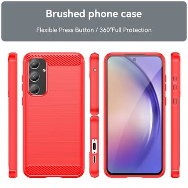 SKALO Samsung A55 5G Armor Carbon Iskunkestävä TPU suojakuori - Punainen