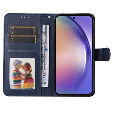 SKALO Samsung A55 5G PU-nahkainen Lompakkokotelo - Sininen