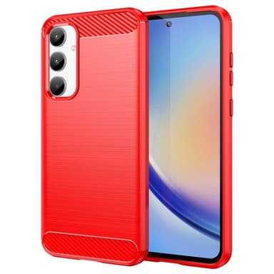 SKALO Samsung A35 5G Armor Carbon Iskunkestävä TPU suojakuori - Punainen