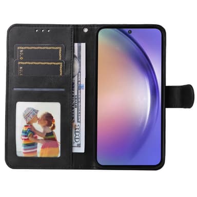 SKALO Samsung A55 5G PU-nahkainen Lompakkokotelo - Musta