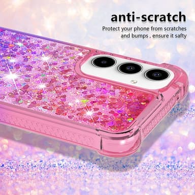 SKALO Samsung A35 5G Juoksuhiekka Glitter Sydämet TPU kuori - Pinkki-Violetti