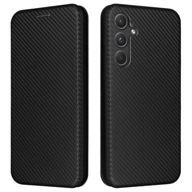 SKALO Samsung A35 5G Carbon Fiber Lompakkokotelo - Musta