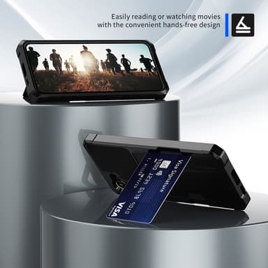 SKALO Samsung A55 5G Iskunkestävä kuori lompakolla - Musta
