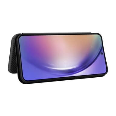 SKALO Samsung A35 5G Carbon Fiber Lompakkokotelo - Musta