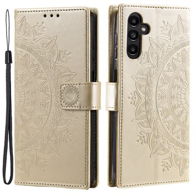 SKALO Samsung A35 5G Mandala lompakkokotelo - Kulta