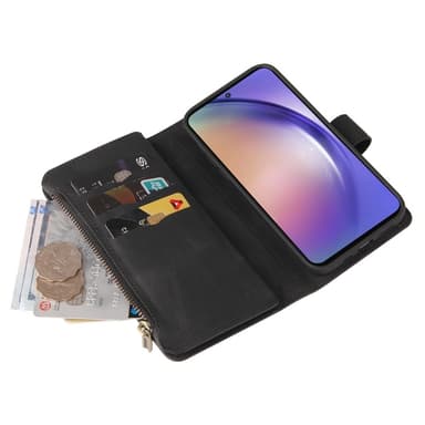 SKALO Samsung A55 5G Big Wallet 17-lokeroa Lompakkokotelo - Musta