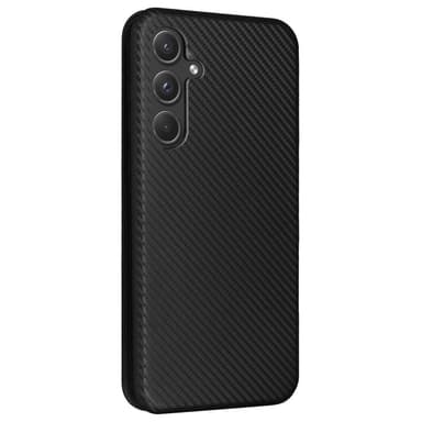 SKALO Samsung A35 5G Carbon Fiber Lompakkokotelo - Musta