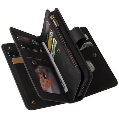 SKALO Samsung A55 5G Big Wallet 17-lokeroa Lompakkokotelo - Musta
