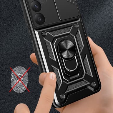 SKALO Samsung A35 5G Armor hybridi metallirengas kameran liukusäädin - Punainen