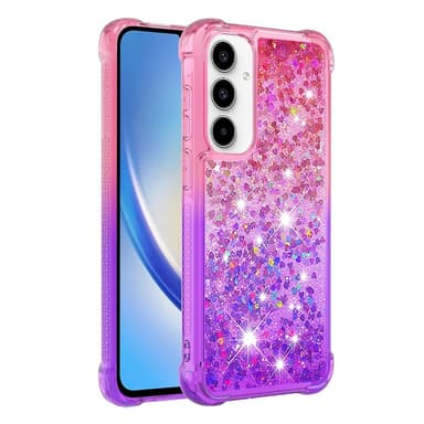 SKALO Samsung A35 5G Juoksuhiekka Glitter Sydämet TPU kuori - Pinkki-Violetti