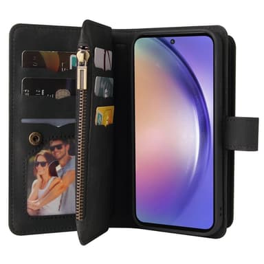 SKALO Samsung A55 5G Big Wallet 17-lokeroa Lompakkokotelo - Musta