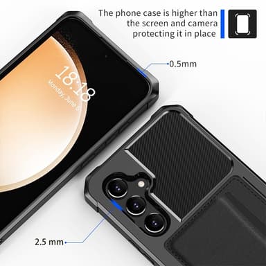 SKALO Samsung A55 5G Iskunkestävä kuori lompakolla - Musta