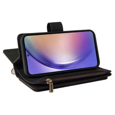 SKALO Samsung A55 5G Big Wallet 17-lokeroa Lompakkokotelo - Musta