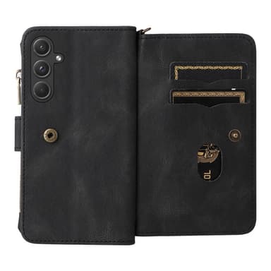SKALO Samsung A55 5G Big Wallet 17-lokeroa Lompakkokotelo - Musta