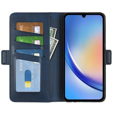 SKALO Samsung A35 5G Premium Wallet Lompakkokotelo - Sininen