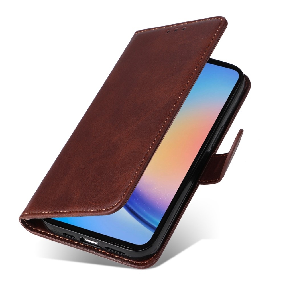 SKALO Samsung A35 5G PU-nahkainen Lompakkokotelo - Ruskea