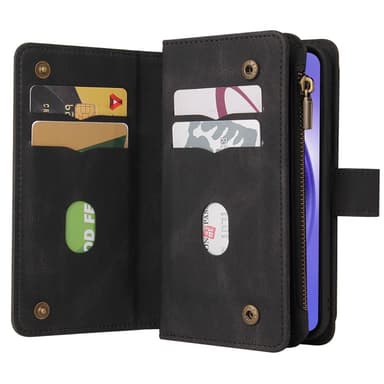 SKALO Samsung A55 5G Big Wallet 17-lokeroa Lompakkokotelo - Musta