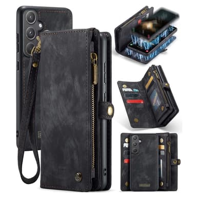 CaseMe Samsung A55 5G CaseMe Big Wallet 2in1 Magnet Lompakkokotelo - Musta