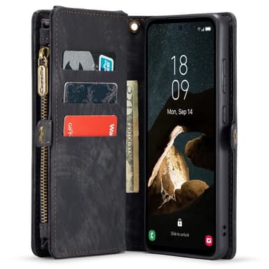CaseMe Samsung A55 5G CaseMe Big Wallet 2in1 Magnet Lompakkokotelo - Musta
