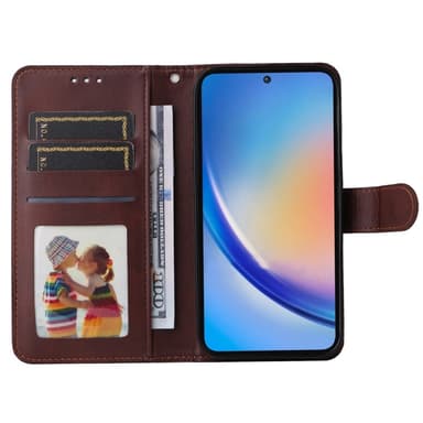 SKALO Samsung A35 5G PU-nahkainen Lompakkokotelo - Ruskea