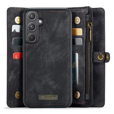 CaseMe Samsung A55 5G CaseMe Big Wallet 2in1 Magnet Lompakkokotelo - Musta