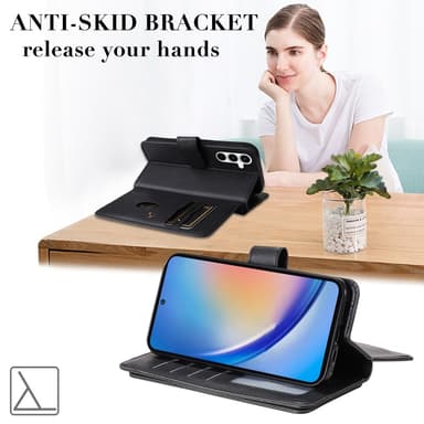 SKALO Samsung A35 5G 10-lokeroa Lompakkokotelo - Musta