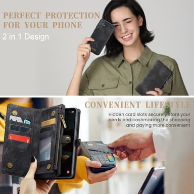 CaseMe Samsung A55 5G CaseMe Big Wallet 2in1 Magnet Lompakkokotelo - Musta
