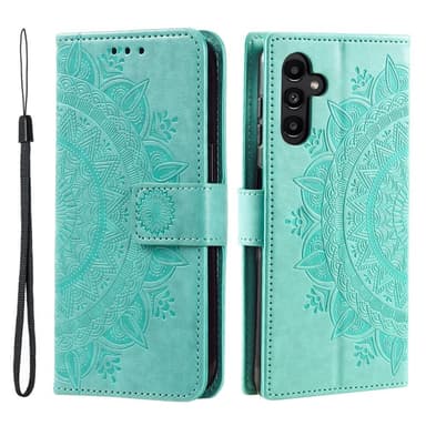 SKALO Samsung A35 5G Mandala lompakkokotelo - Turkoosi