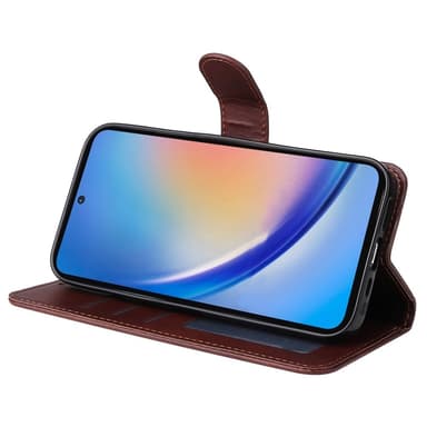 SKALO Samsung A35 5G PU-nahkainen Lompakkokotelo - Ruskea