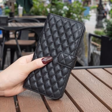 SKALO Samsung A35 5G BINFEN COLOR Tikattu Lompakko - Musta