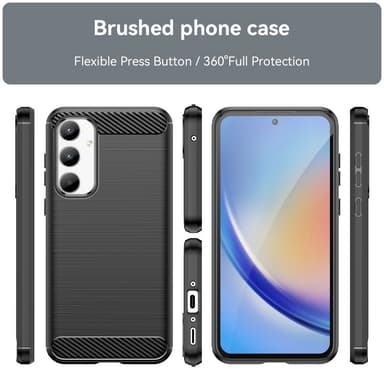 SKALO Samsung A35 5G Armor Carbon Iskunkestävä TPU suojakuori - Musta