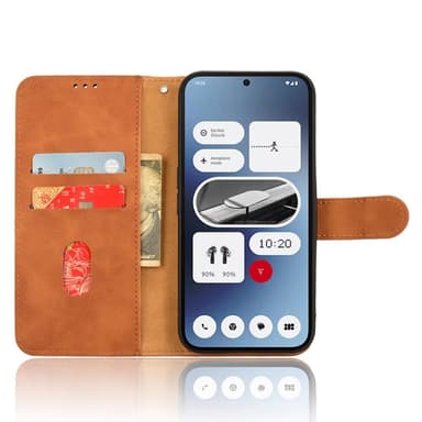 SKALO Nothing Phone (2a) Matt PU Nahka lompakkokotelo - Ruskea