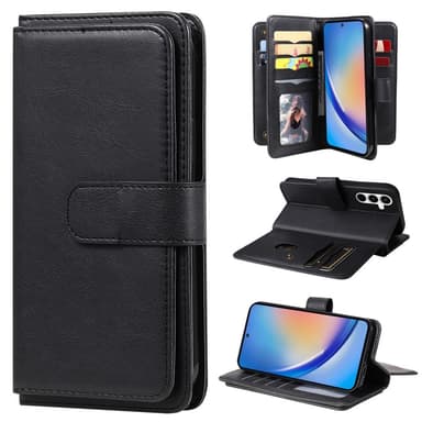 SKALO Samsung A35 5G 10-lokeroa Lompakkokotelo - Musta