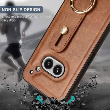 SKALO Nothing Phone (2a) PU-nahkakuori käsivarsinauhalla - Ruskea