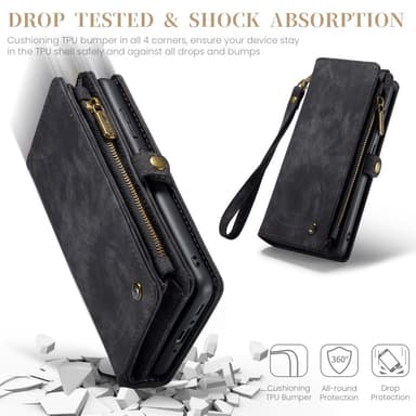 CaseMe Samsung A35 5G CaseMe Big Wallet 2in1 Magnet Lompakkokotelo - Musta