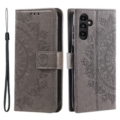 SKALO Samsung A35 5G Mandala lompakkokotelo - Harmaa