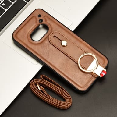 SKALO Nothing Phone (2a) PU-nahkakuori käsivarsinauhalla - Ruskea