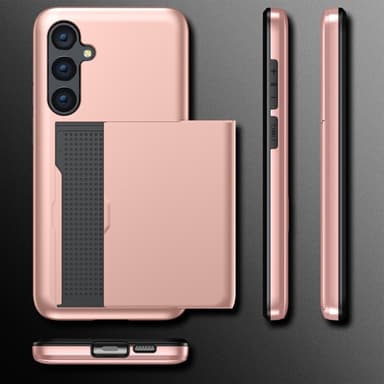 SKALO Samsung A55 5G Armor Suojakuori korttikotelo - Musta