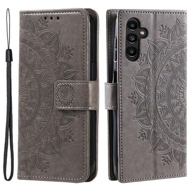 SKALO Samsung A55 5G Mandala lompakkokotelo - Harmaa
