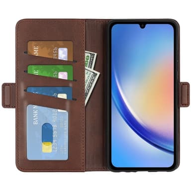 SKALO Samsung A35 5G Premium Wallet Lompakkokotelo - Ruskea