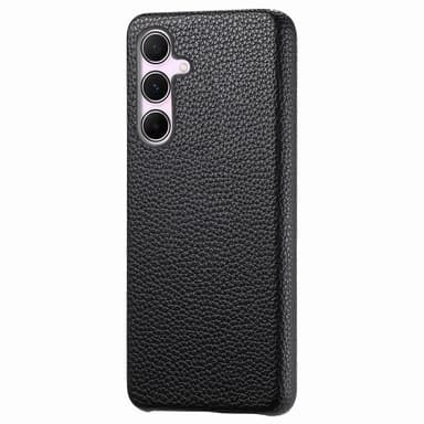 SKALO Samsung A55 5G PU-nahkainen Litchi Suojakuori - Musta