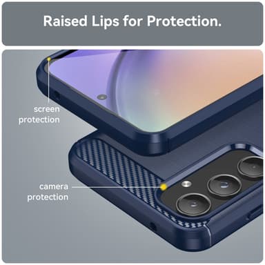 SKALO Samsung A55 5G Armor Carbon Iskunkestävä TPU suojakuori - Sininen